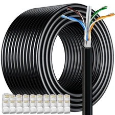 Cat 6 Outdoor Ethernet Cable 328ft/100M (20 RJ45), Cat 6 Shielded Ethernet Cable