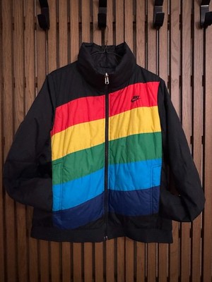 Nike Reversible Rainbow Puffer Jacket, Women s Large, Black Reverse, One of a Ki