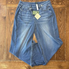 New Halara Jeans Wide Leg Flared High Waisted Flex Women  s XL Blue 34x31 New