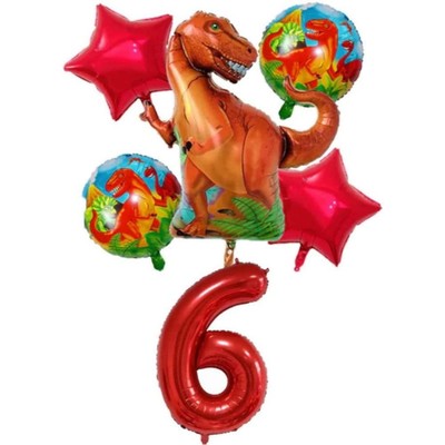 Dino Geburtstag Deko 6 Jahre - Luftballon Zahl Set