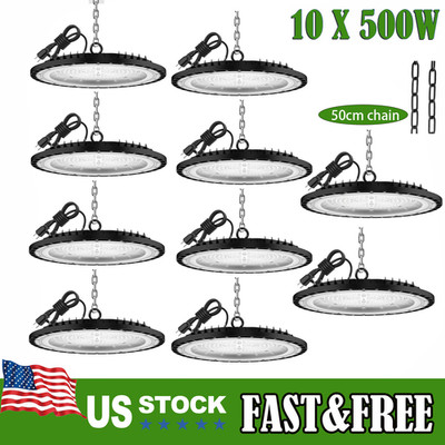 500W UFO Led High Bay Light Warehouse Factory Commercial Industrial Light 10Pack