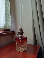 Ancienne lampe à pétrole Baccarat rose tiente