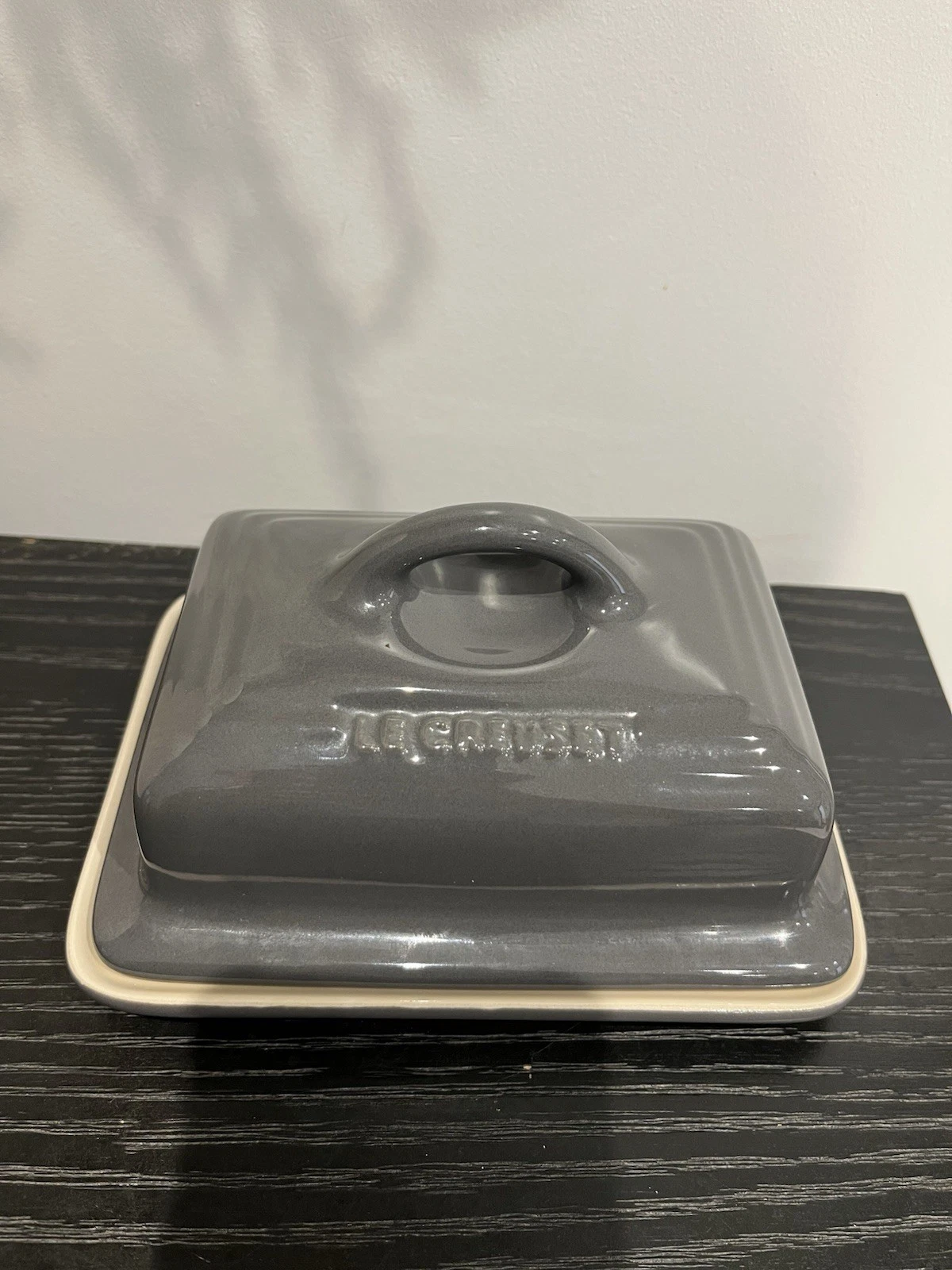 Le Creuset Stoneware Ceramic Grey Butter Dish With Lid .