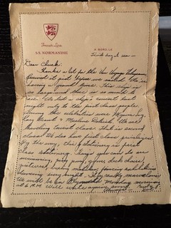SS NORMANDIE Ocean Liner Letter Cary Grant Myrna Loy Marlene Dietrich 1930s RARE