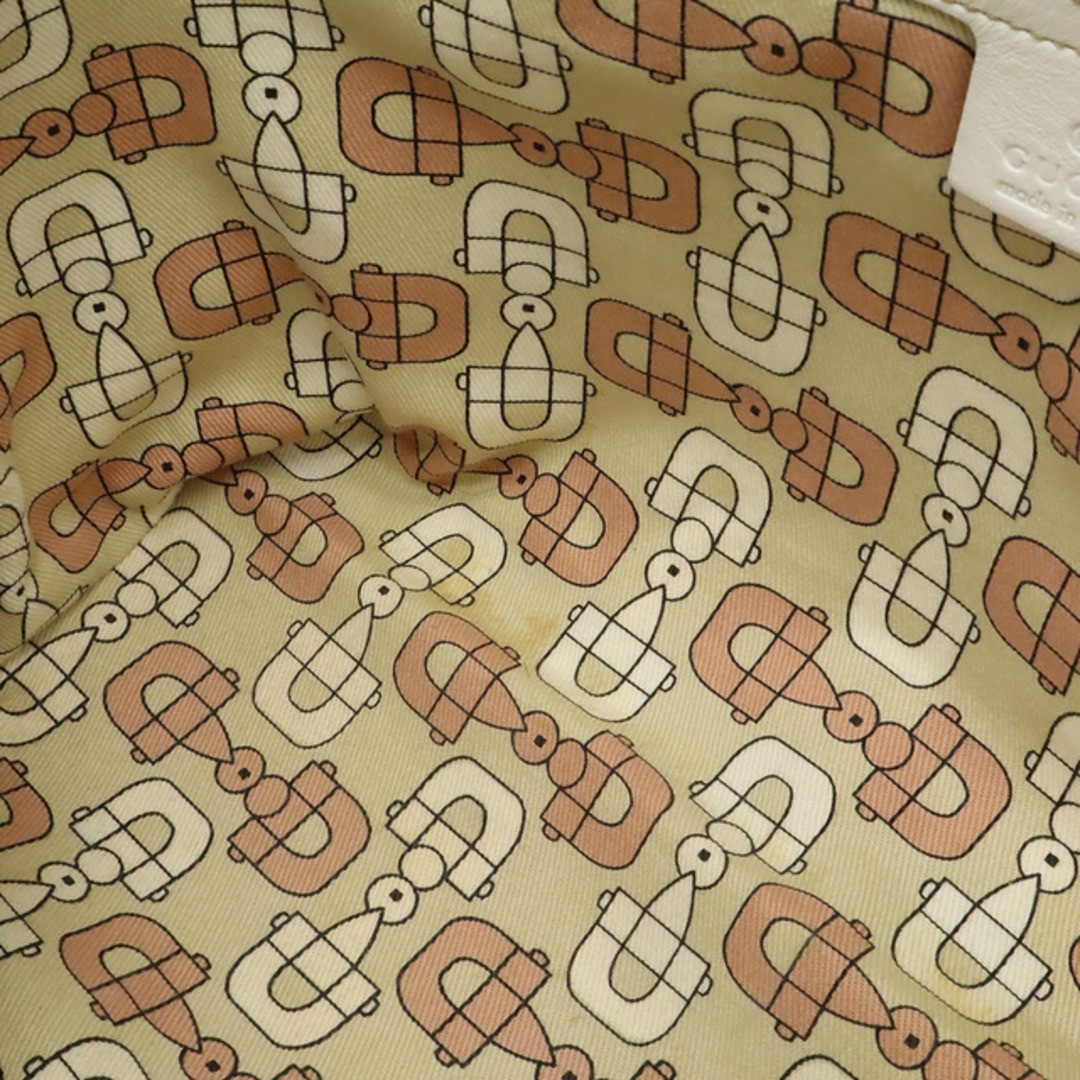 GUCCI GG Canvas Sherry Line Tote Bag Leather Strap Used, Khaki/White thumbnail 6