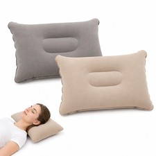 Inflatable Air Cushion Neck Pillow and Seat Pad in Silver Grey 2 Pack
