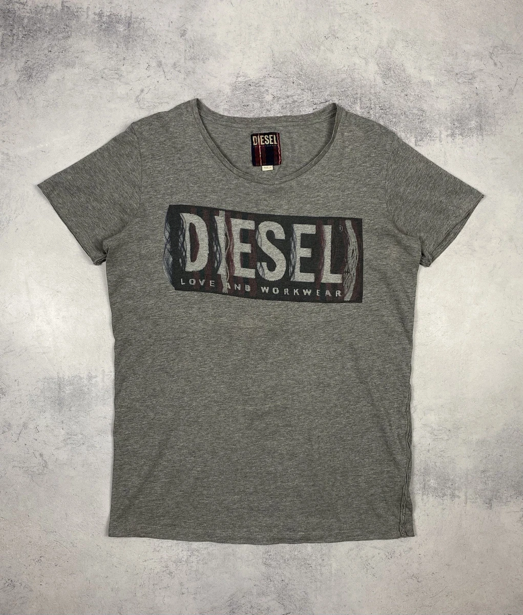 T-shirt Homme Diesel Gris Motif Tigre - Taille M, 100% Coton (occasion Parfait état)