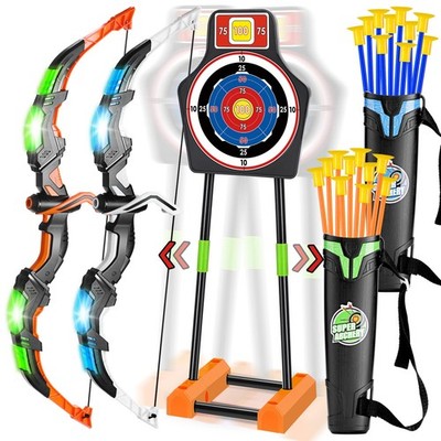 2 Pack Bow and Arrow Set with Moving Standing Target& 2 Colors 20 Suction Cup...