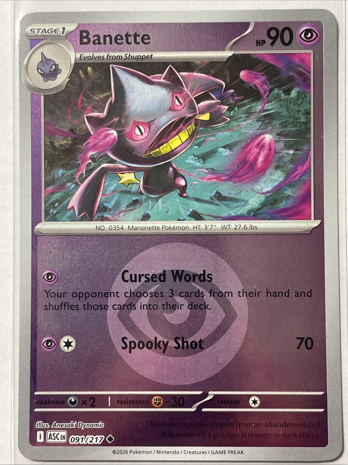 Banette | 091/217 | Energy Reverse Holo | Pokemon TCG Ascended Heroes Mint