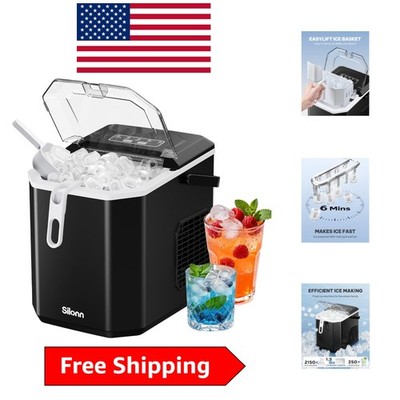 Compact Ice Maker with Carry Handle - Produces 9 Cubes in 6 Mins, Perfect for RV
