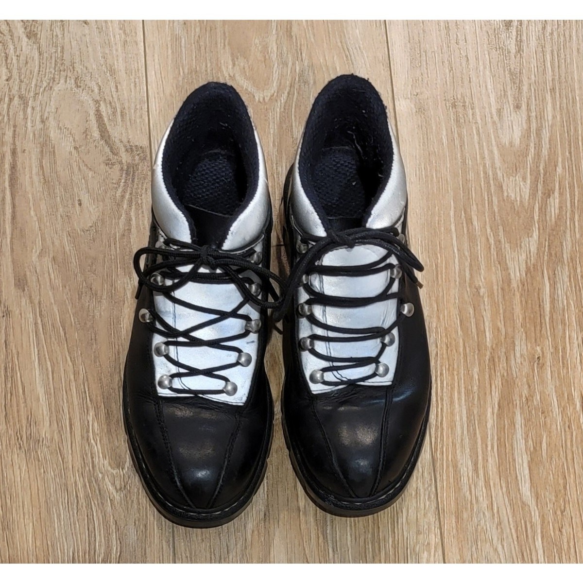靴 OLD Parachoc rubber sole leather shoes Paraboot Parachoc Boots Rugged Men's Lace Up Sz 9 41/42