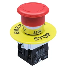 2NC 22mm Emergency Stop Push Button Switch Red Mushroom Equipment e Stop Shut Of