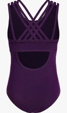 Arshiner Girls Ballet Leotards Crisscross Straps Dark Purple 12