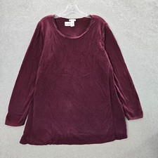 J Jill Women Sweater Large Red Tunic Lightweight Long Sleeve Crew Neck