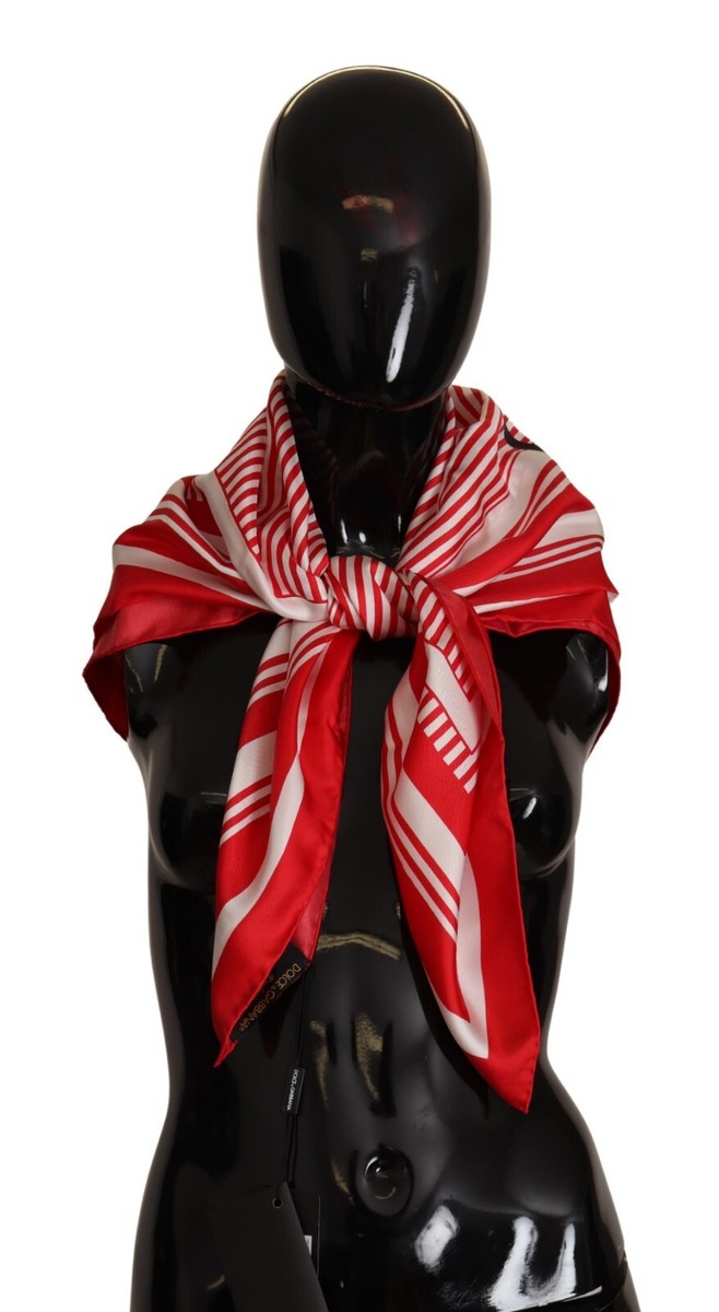 スカーフ Dolce & Gabbana Dolce & Gabbana Scarfs Red DOLCE & GABBANA Scarf Red Striped Capri Square Wrap Foulard