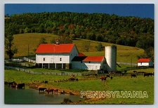Agriculture Farm Scene In Pennsylvania Vintage Unposted Postcard