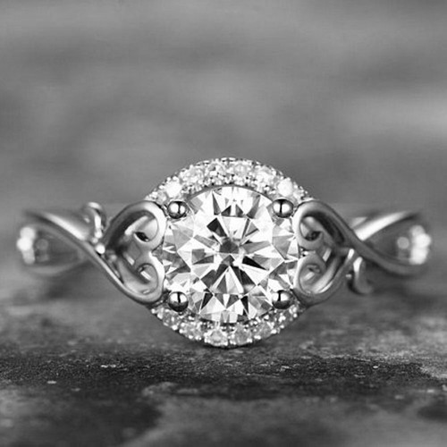 1.50 CT White Round CZ Engagement Wedding Ring In Solid 925 Sterling Silver - Bild 4 von 6