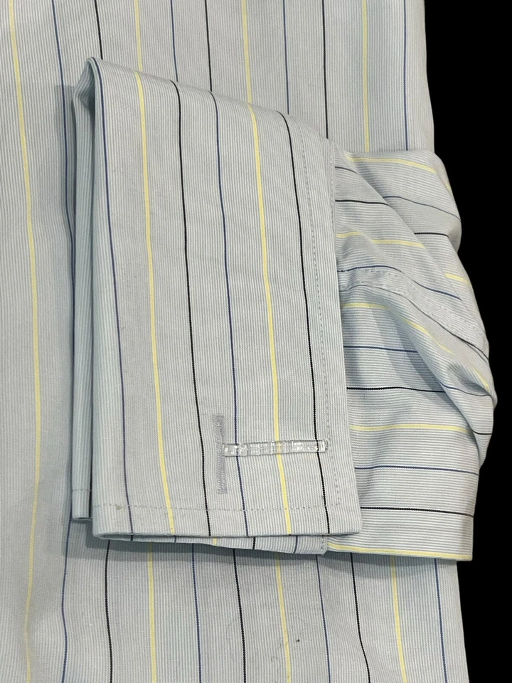 CAMISA DE VESTIR PARA HOMBRE HAWES & CURTIS AZUL RAYAS CORTE CLÁSICO 2 CAPAS PUÑO FRANCÉS 16/36 Foto 4 de 4