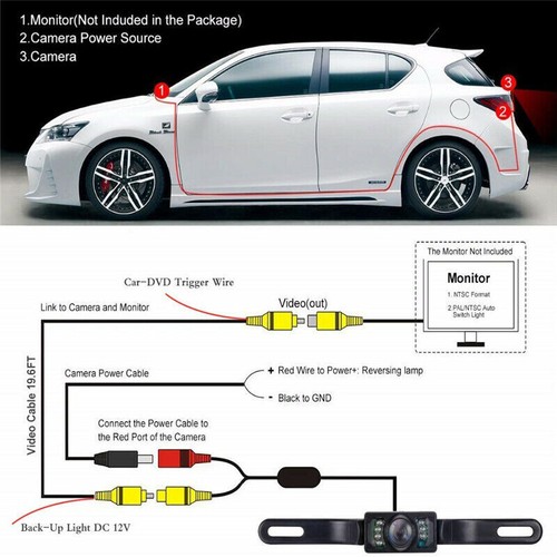 170° Auto Rückansicht Rückfahrkamera Parken HD Nachtsicht Wasserdicht 7LED - Bild 7 von 16