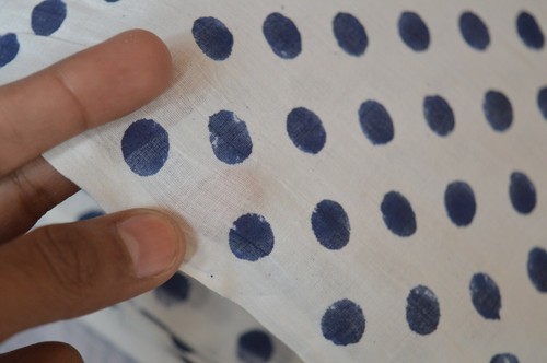 2.5 Yard Indian Hand Block Polka Dot Print Fabric 100% Cotton Print_709 (2k24) - Picture 4 of 11