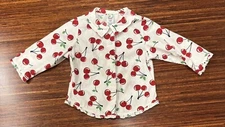 Vintage Gymboree 2001 cherries Peter Pan collar button up shirt large 5 EUC