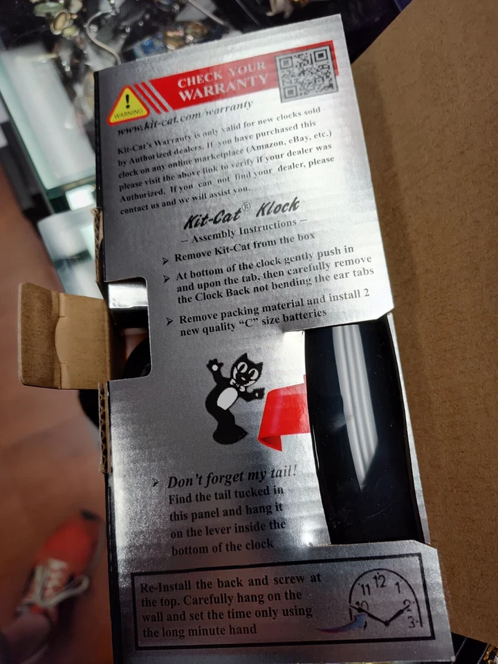 BLACK TUXEDO  KIT KAT CLOCK -Full Size - 15.5"- MADE IN THE USA   BLACK - Image 4 of 4