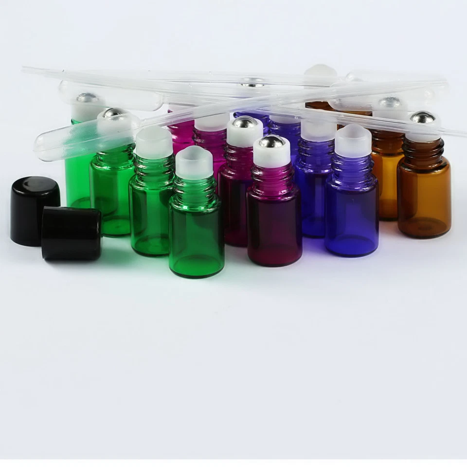 Botella de vidrio enrollable vacía de 5-100 piezas de 2 ml con rodillo de perfume de aceite esencial Foto 3 de 4