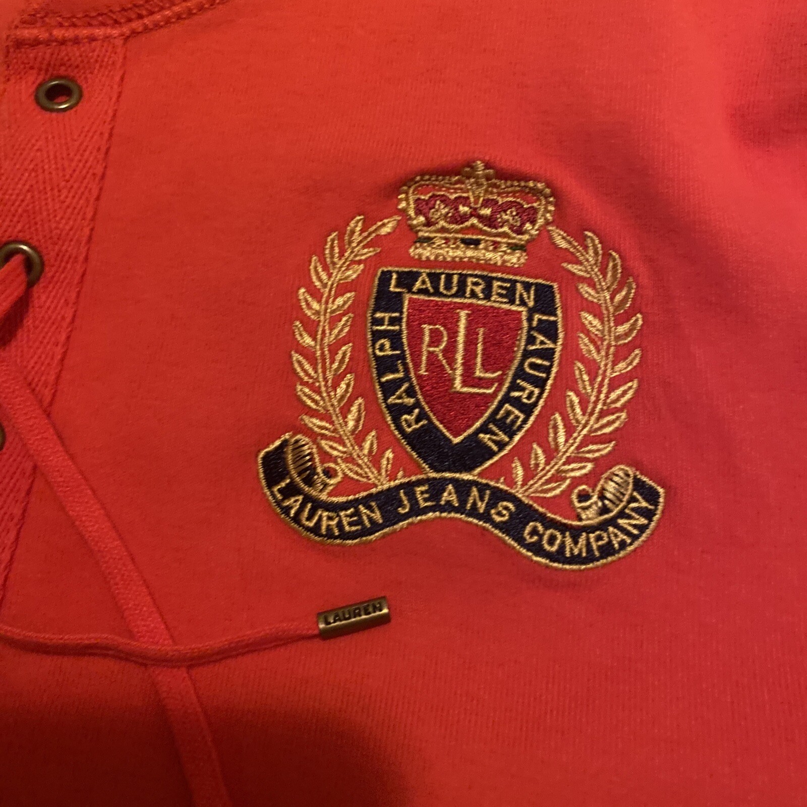 FILA Camicia Ralph Lauren Sport donna canottaggio girocollo arancione linea collo bottoni taglia xl