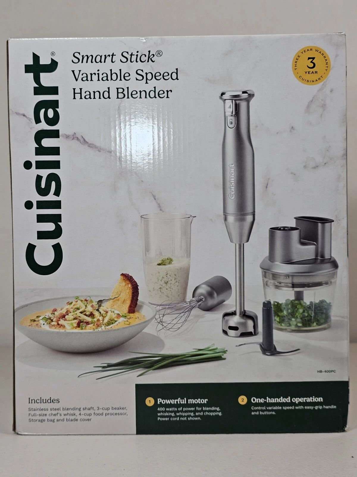Cuisinart Smart Stick Variable Speed Hand Blender Food Processor HB-400pc Sealed
Opens in a new wind