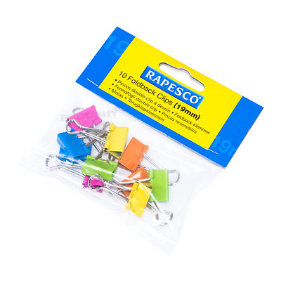Rapesco 19 mm Farbe Foldback Büro Schreibtisch Clips Papier Dokument Bulldogge Metallgriff