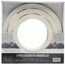 Household Trends 3-Piece Distressed White Decorative Mirror Sets