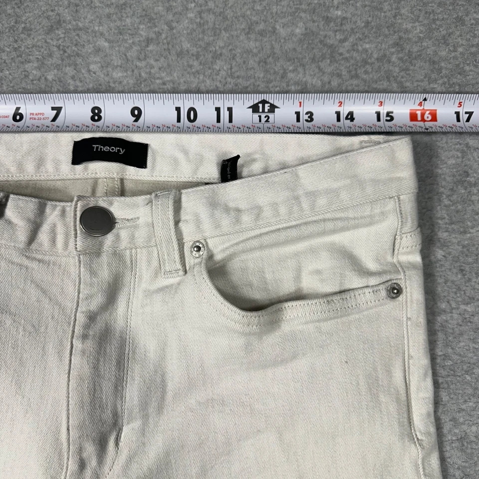Theory Brewster Plaster Denim Jeans Women's Size 32 (31Wx27) High-Rise White - Image 2 of 4