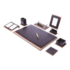 10 PCS Leather Desk Organizer Set-Office Desk Accessories-Black Leather Desk Set