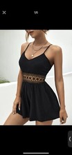 Parker V-Neck Lace Panel Sofia Combo Romper W/pockets, S, NWT, 265