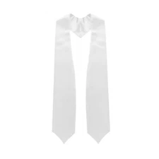 Endea Graduation White Adult Plain Color Stole 62 Inches Unisex