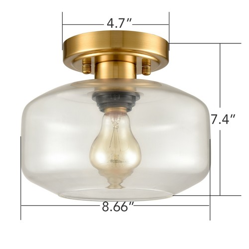 Modern Semi Flush Ceiling Lights Glass Brass Hallway Ceiling Lights Fixtures - Picture 5 of 9