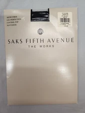Saks Fifth Avenue Pantyhose Jet Black Size B Leg Perfection Control Top