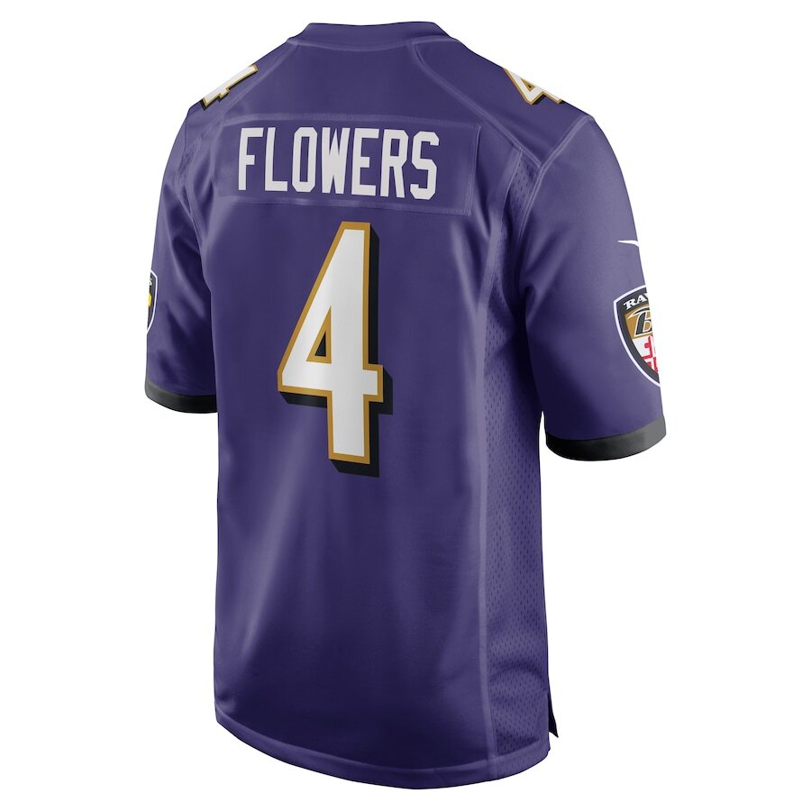 Baltimore Ravens Zay Flowers #4 Nike Men's Purple Official NFL