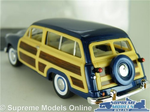 FORD WOODY MODEL CAR 1949 BLUE STATION WAGON ESTATE 1:40 SCALE + DISPLAY CASE K8 - Picture 3 of 4