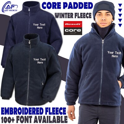 Personalised Custom Embroidered Result Core Padded Winter Fleece Jacket R219X