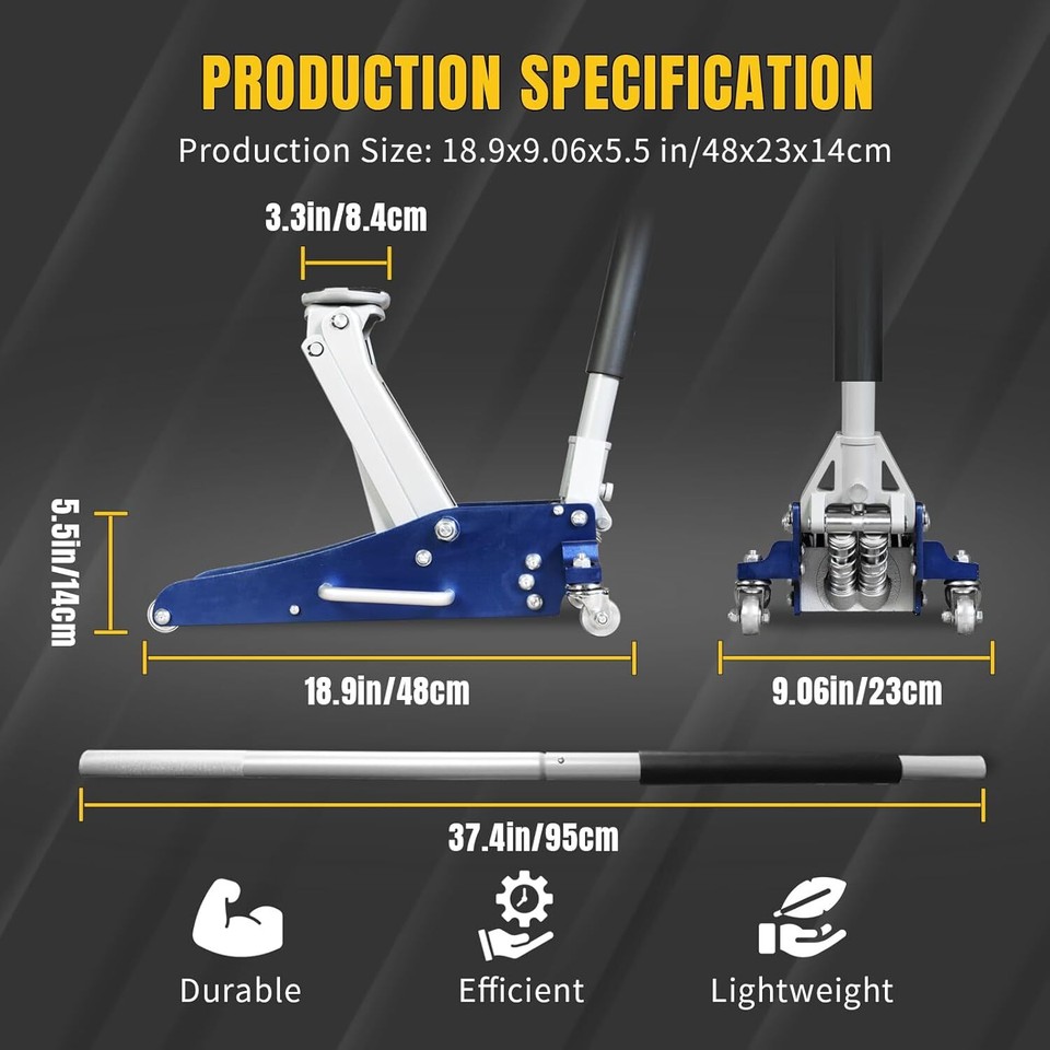 YELLOW JACKET Floor Jack 3 Ton Hydraulic Low Profile Aluminum eBay