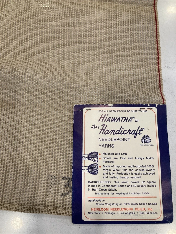 Hiawatha Handicraft Pre-worked Petit Point Needlepoint Canvas Red Roses Fern - Image 4 of 4