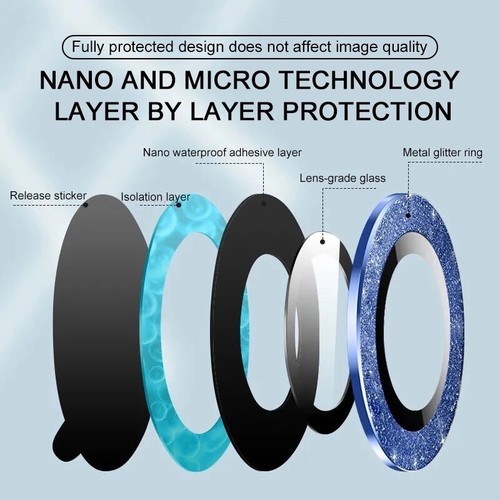 For iPhone 11 12 13 14 15 16 Pro Max Plus Bling Glitter Camera Lens Protector - 第 4/24 張圖片