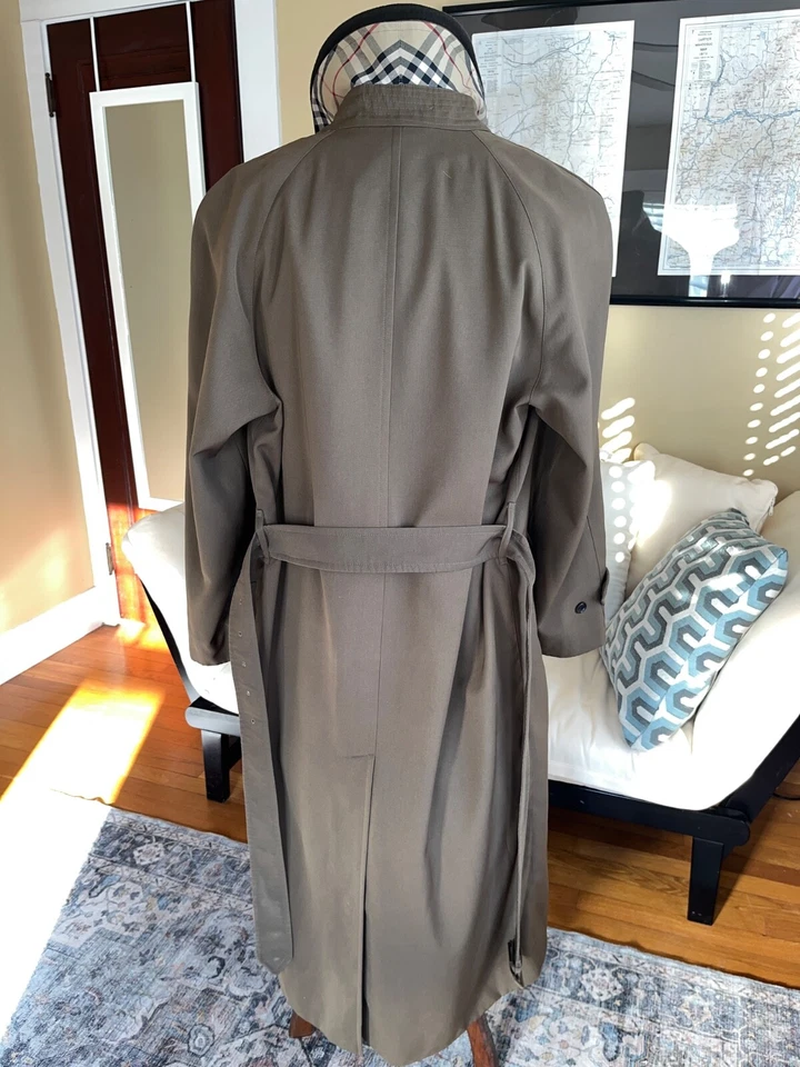 Burberry London para hombre talla Abrigo largo de lana 42T Lawrence doble forro oliva Foto 3 de 4