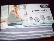 Bebe Au Lait 5 In 1 Baby Nursing Cover-Carseat Cover Gray Stripes Brand New