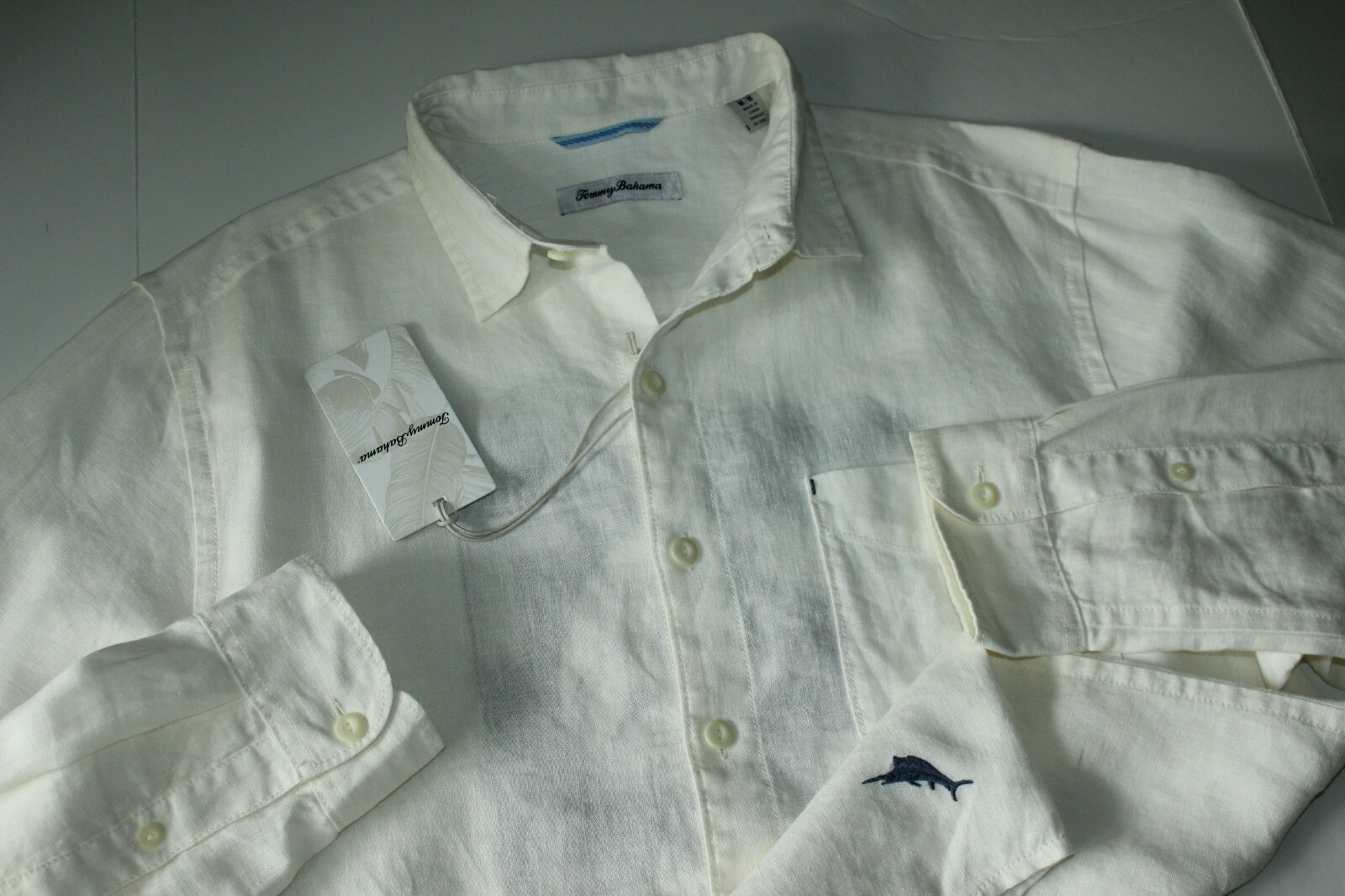 Tommy Bahama Shirt Passport To Paradise Breezer White New Linen LS Medium M eBay
