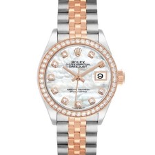 Rolex Datejust Steel Rose Gold Mother of Pearl Diamond Ladies Watch 279381