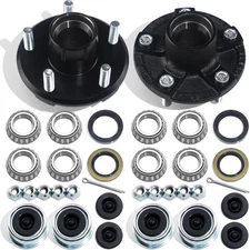 2Sets 5 on 4.5'' Trailer Hub Kits for 2000Lbs 1'' or 1-1/16'' Straight Axle, 5 L