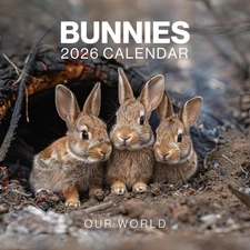 Bunny Calendar 2026 - Large 12 Month 2026 Wall Calendar - Month to View Rabbit W