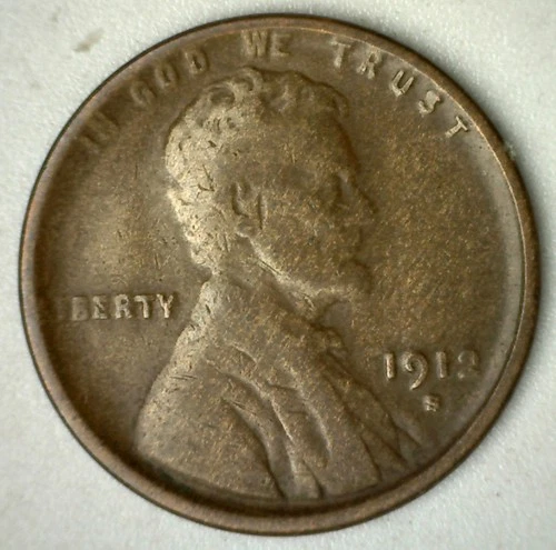 1912 S Lincoln Wheat Cent Coin 1c US Penny Fine Circulated Condition